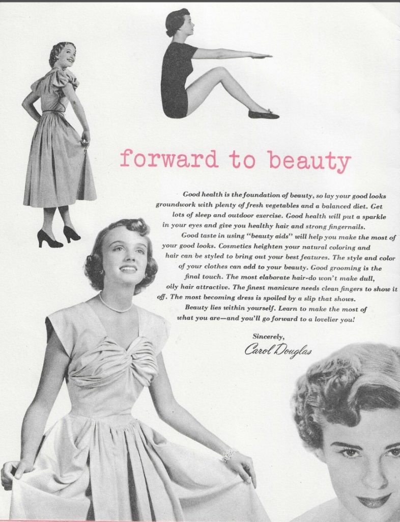 1950 Hair Beauty on a Budget- a vintage booklet from 1950. Inside includes guidance on hair washing, home perming, hair styling, etc. 