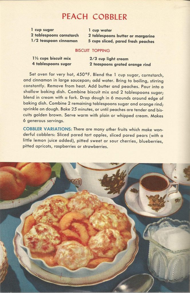 1950s Peach Cobbler Recipe-Vintage Recipe. 