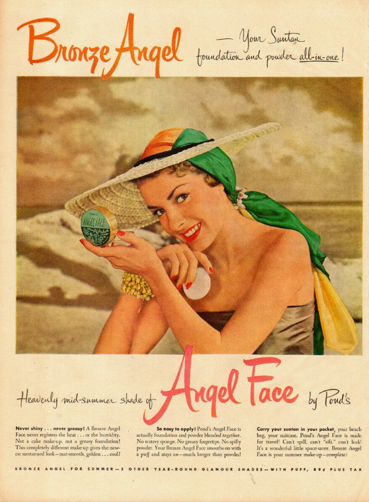 1950 Cosmetics AD, POND'S Angel Face 'Bronze Angel' Summer Face Powder