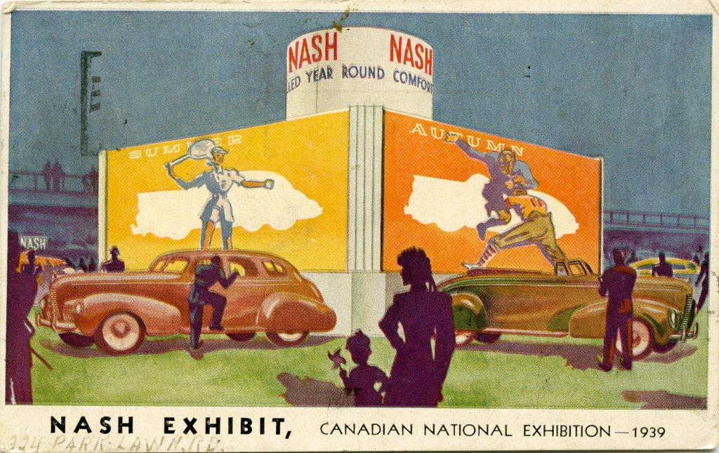 1930s vintage Postcard for the Nash Car Exhibit @ The 1939 CNE.