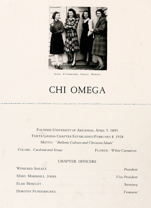 1940s vintage photo of a sorority sisters yearbook photos from 1942-The Chi Omega Sorority. Super 1940s fashions in the 1940s photo. 