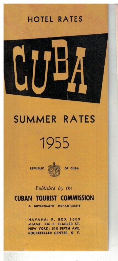 1950s Vintage Brochure for 1955 Summer Hotel Rates for Cuba - Island Wide