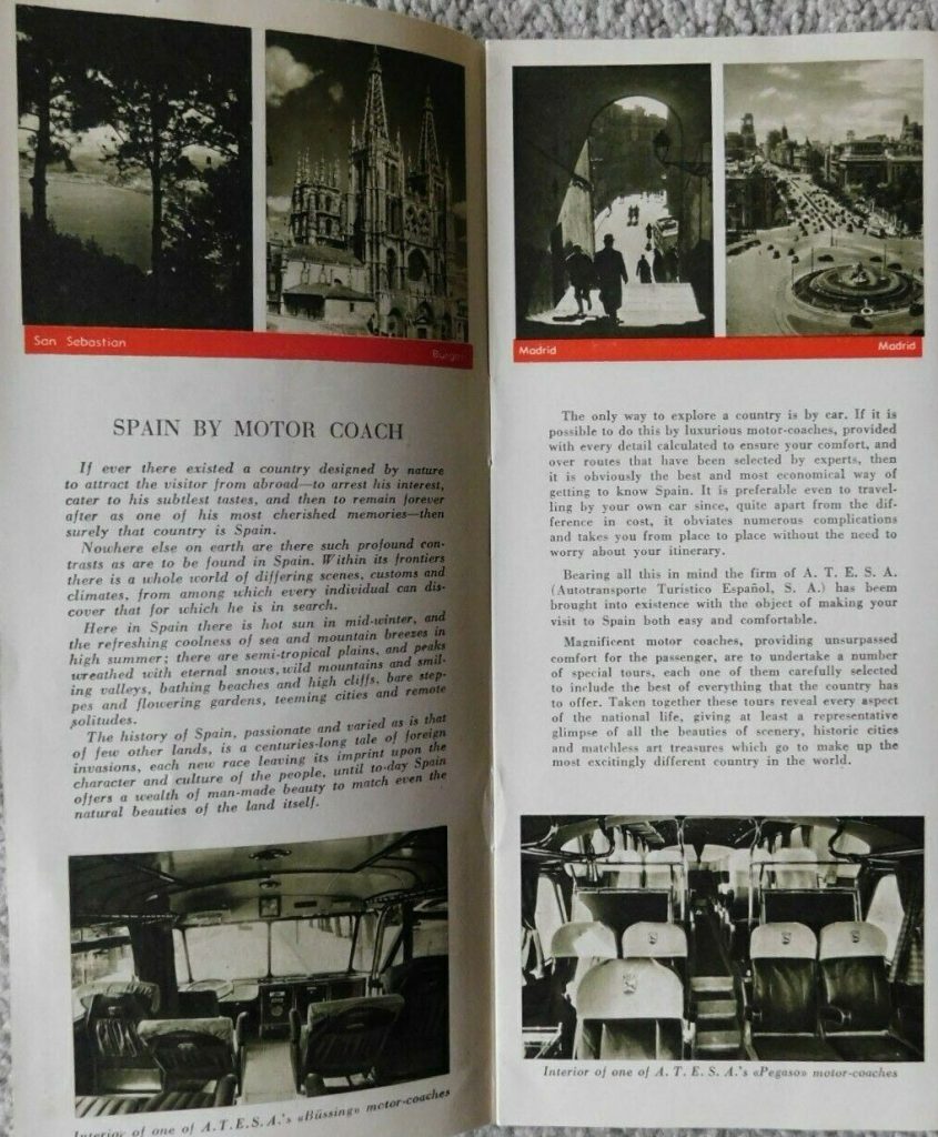 1950s Spain Travel Brochure -See Spain by Motor Coach - early 1950s inclusive or package or tours. 