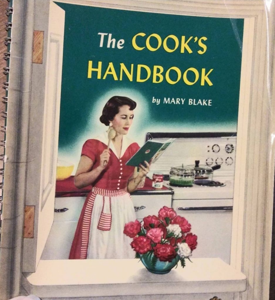 1950s Vintage Cookbook featuring 1950s vintage recipes: 'The Cook's Handbook by Mary Blake', a Carnation advertising booklet with recipes, photos, charts and adorable illustrations! Circa 1951, Home Service Department