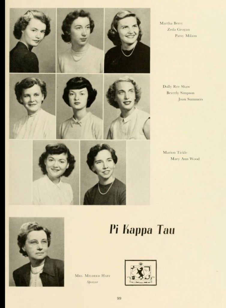 1950s Vintage Photo of 1950s women in college in their Sorority Page photo seen in a 1950s yearbook (1951).