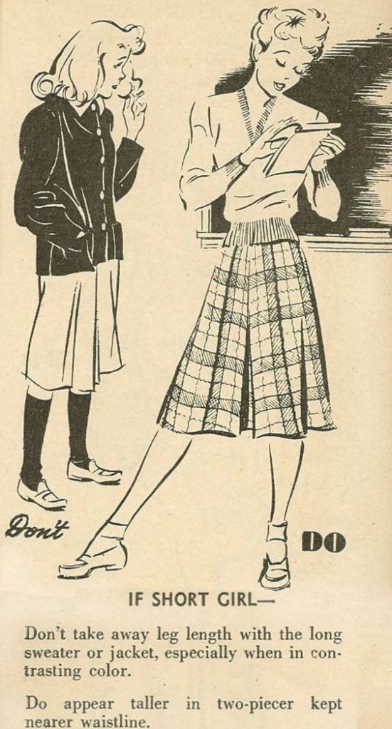 1940s Fashion Illustration: Fashion Do's & Don't's for Short Girls from the 1940s