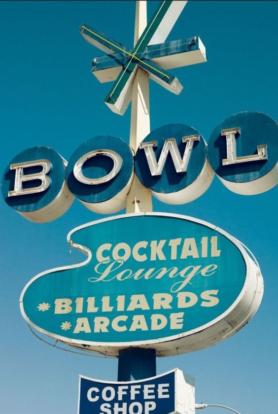 Vintage Neon Sign / Atomic Era / Starburst Design sign as seen on a bowling alley vintage sign. Photograph by David Mushegain.