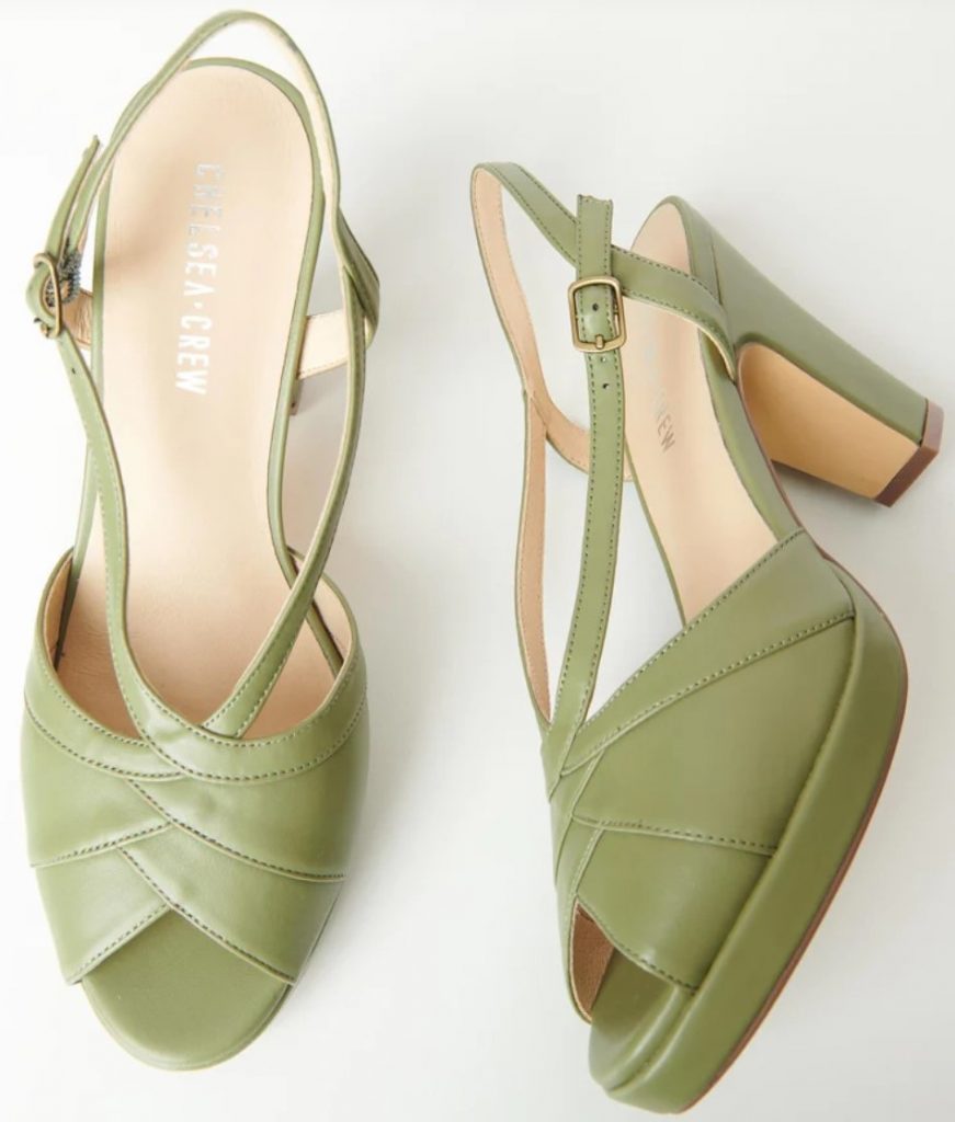 Vintage Style Shoes from Chelsea Crew: Green Peep Toe Heels