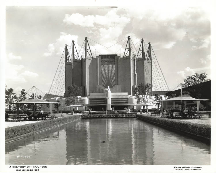 1930s vintage Photo of the Travel and Transport Building at the Chicago World's Fair