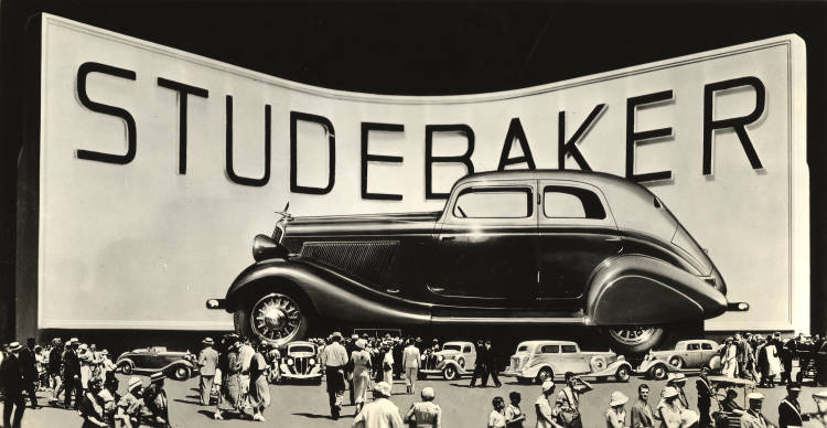 1930s vintage photo of World's largest automobile at the Studebaker exhibit at the Chicago World's Fair 1933 1934