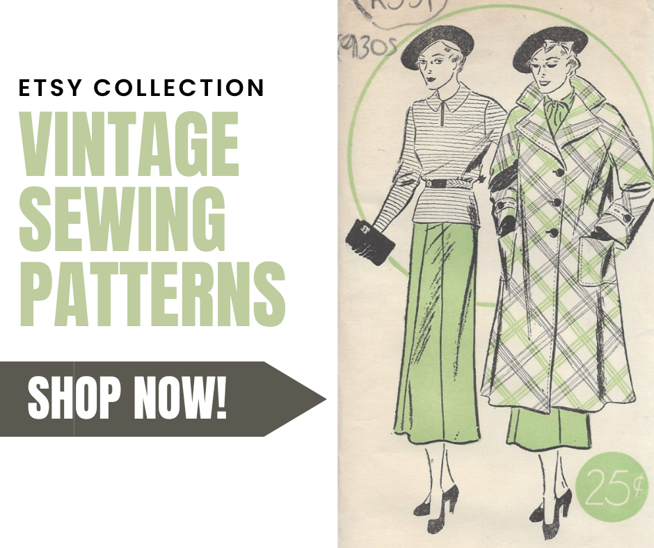 Shop Vintage Sewing Patterns for Women & Men from the 1920s-1960s on Etsy via the Vintage Inn Blog Affiliate 