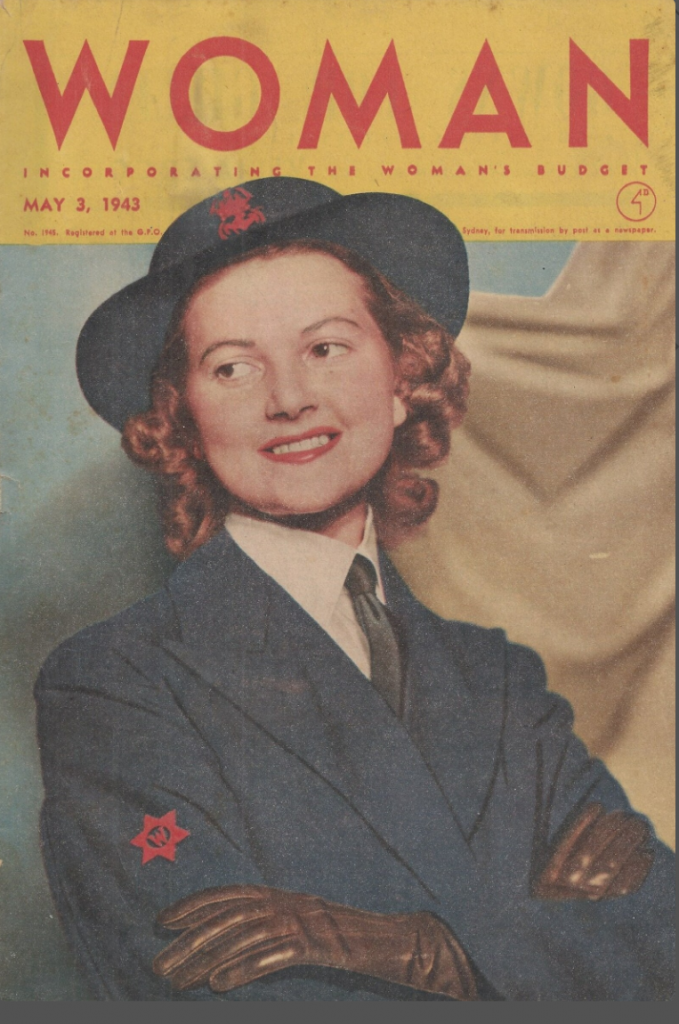 1940s vintage magazine: 1943 May 3rd Woman magazine featuring a woman in unform on the cover.