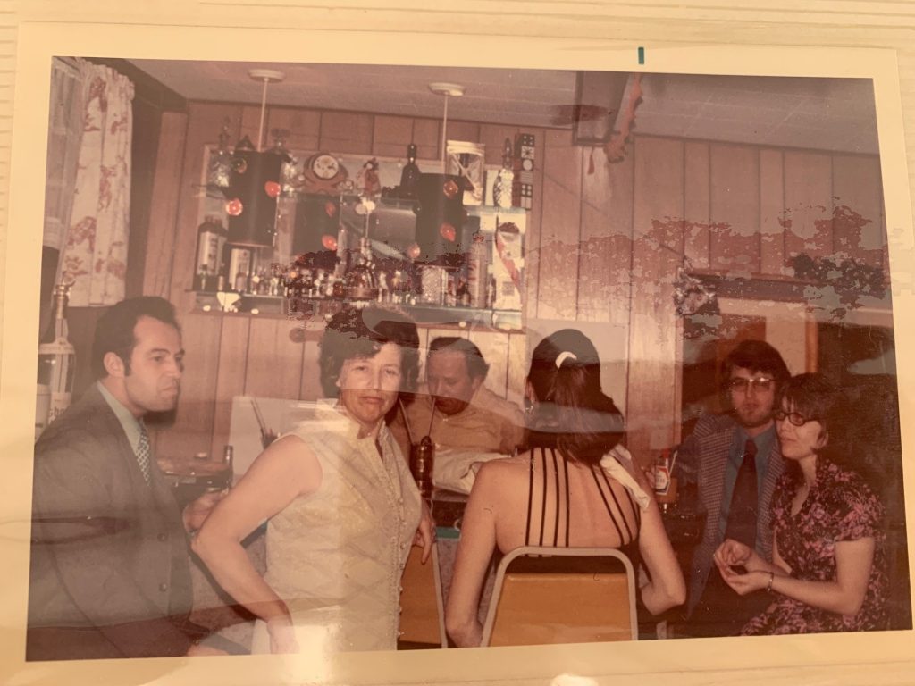 1970s vintage photo of a home bar featuring a 1970's cocktail party-Image is the Vintage Inn Blog's family. 