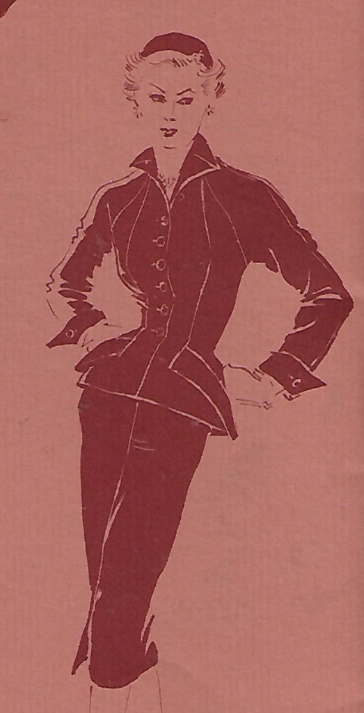 1950s Fashion: Ceil Chapman Dressmaker Suit as seen in a 1950s Spadea Pattern Catalog