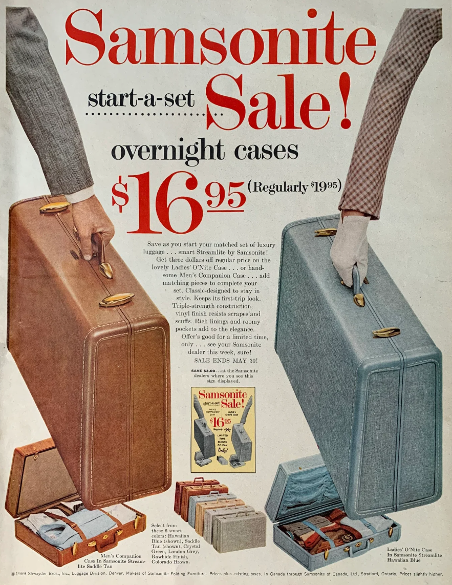 Vintage Suitcase sold 1940 SAMSONITE Suitcase Small Blue Suitcase