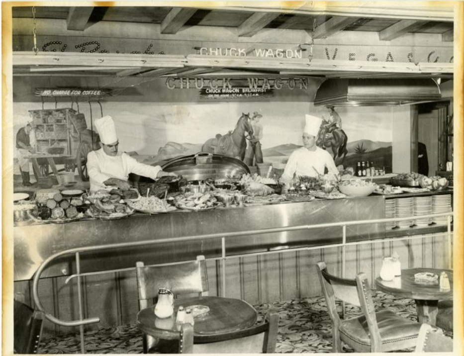 1940s vintage Photograph of the Chuck Wagon Buffet at the El Rancho Vegas (Las Vegas), late 1940s - Vintage Vegas