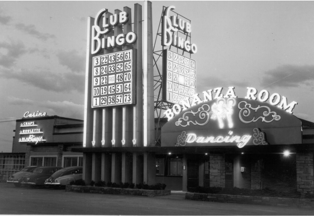 Photograph of the front exterior of Club Bingo (Las Vegas), between 1947-1952 - Vintage Vegas