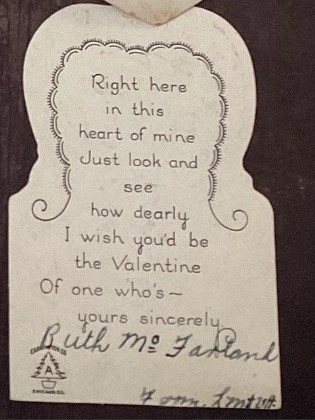 1930s vintage Valentine Card - Signed.