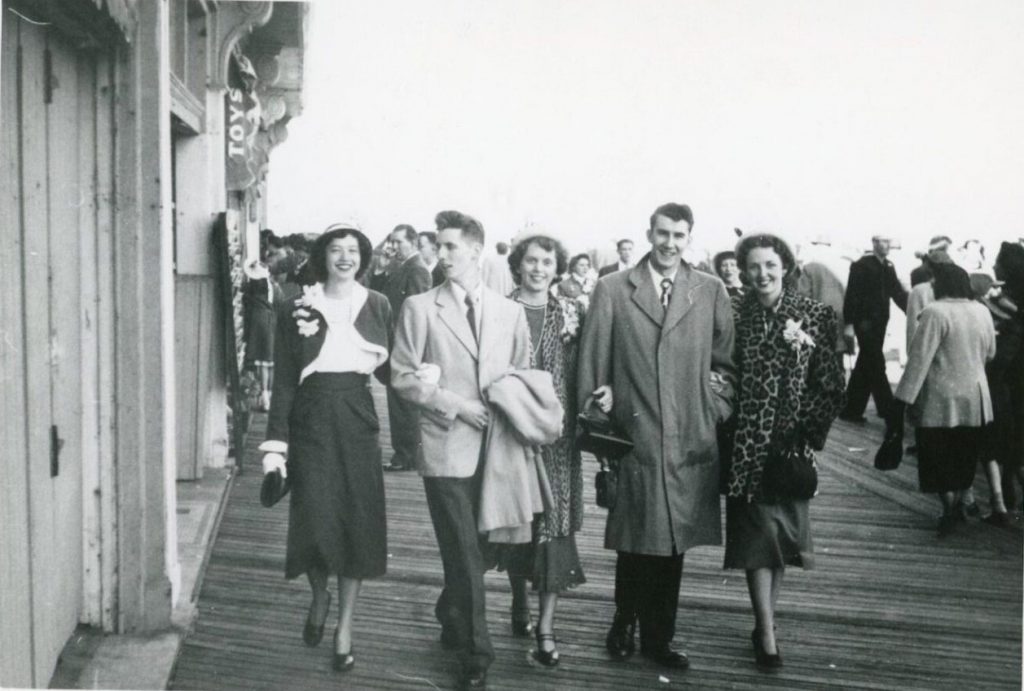 1940s Vintage Photo / 1940s Fashion: A fashionable group in Atlantic City on Easter Sunday, April 17th, 1949. 