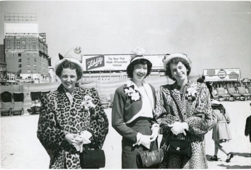 1940s Vintage Photo / 1940s Fashion: A fashionable group in Atlantic City on Easter Sunday, April 17th, 1949. "Claire, Janet & Me"