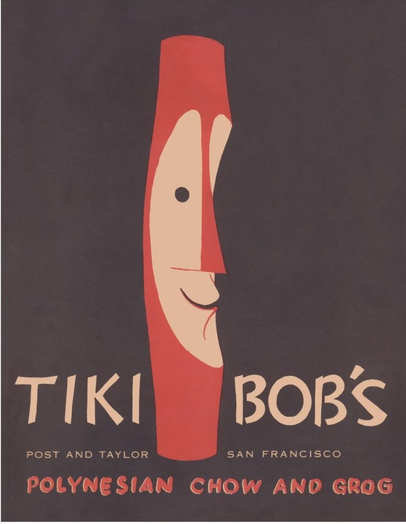 1960s vintage menu for Tiki Bob's San Franciso. Vintage Tiki Menu / Mid Century Art. 