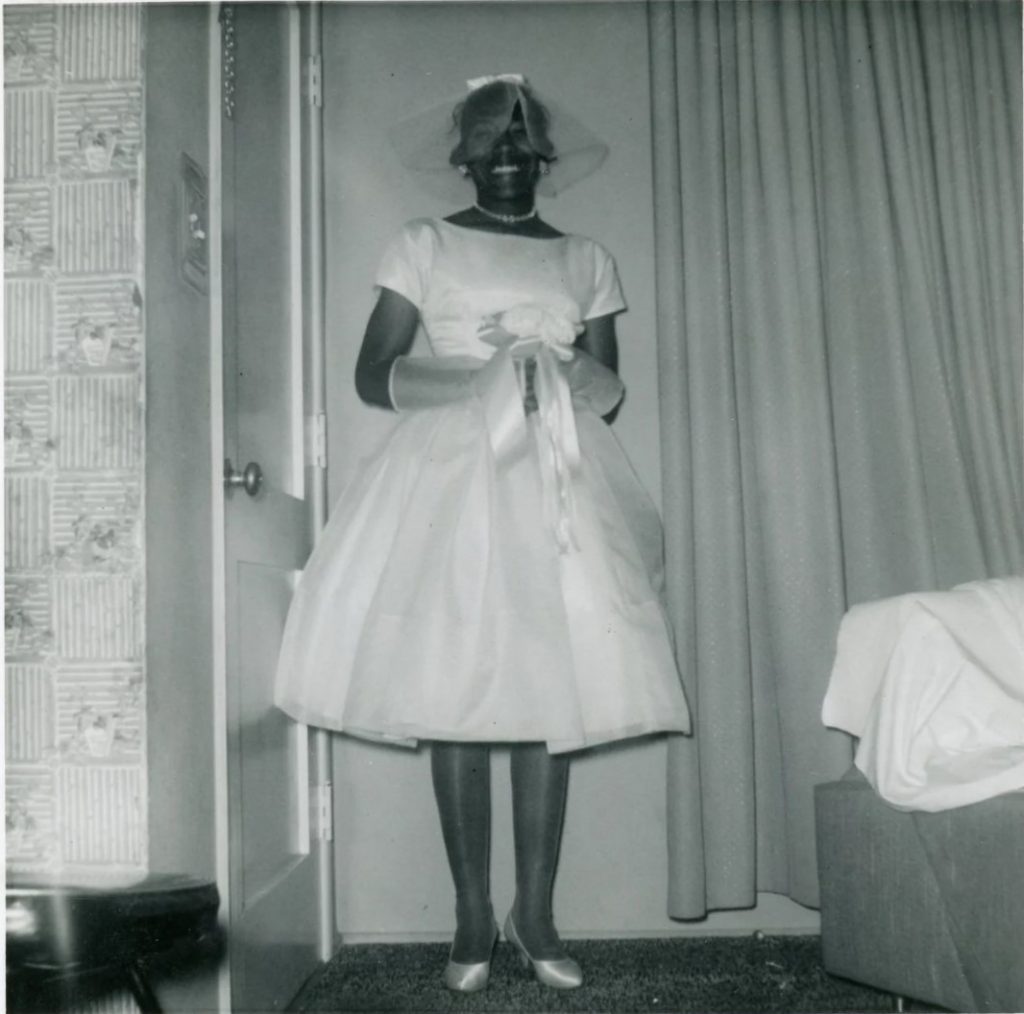 Vintage Wedding Photo of a beautiful Black Women on her Wedding day in her 1950s early 1960s wedding dress