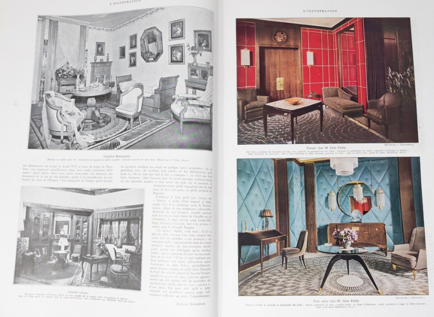 1930s interior design as seen in a 1933 interior design magazine.L'Illustration magazine, Special Edition: Intérieurs modernes, May 27th, 1933