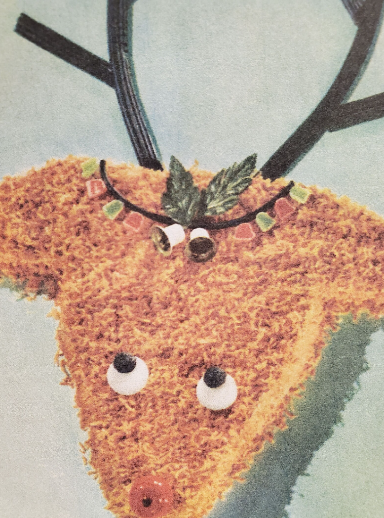 1950s Vintage Cake Baking Recipe book: 1959 General Foods Baker's Coconut Animal Cut-Up Cakes recipe book. Featuring a rudolph the red nose reindeer you can make. 