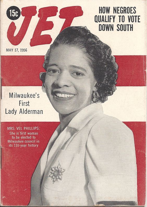 1950s vintage magazine cover for JET Magazine May 17th, 1956 featuring Mrs Vel Phillips the first Black Lady Alderman in Milwaukee