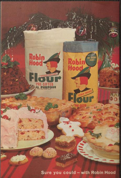 1950s vintage baking book for no-sift christmas dessert recipes featuring robin hood flour. Lots of cool vintage Christmas desserts to chose from. 