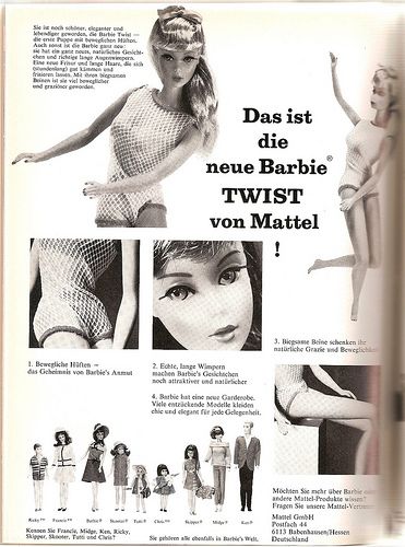 1960s vintage ad for Twist Barbie from Mattel a 1967 ad. 