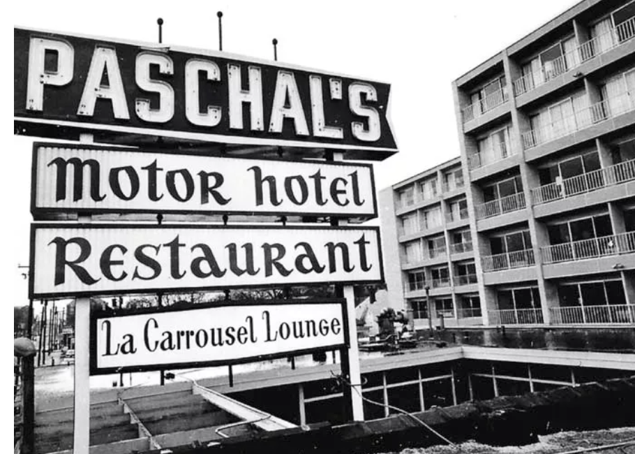 Vintage photo of Paschal's Motor Hotel / Restaurant in Atlanta Georgia. Civil Rights building.