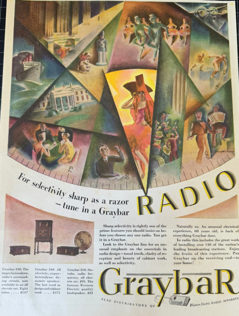 1920s Vintage Radio Ad: 1929 graybar radio print ad