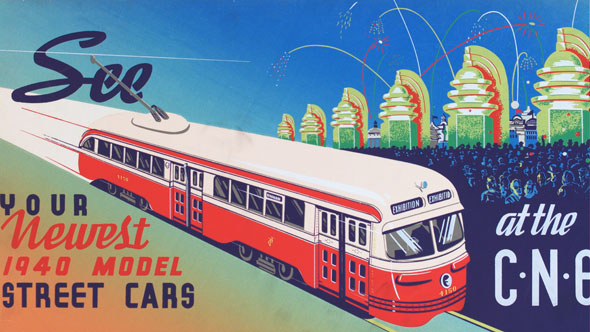 1940s vintage ad for Toronto Transit Commission TTC see the newest 1940 streetcar model at the Toronto CNE