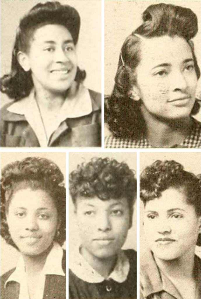 1940s vintage photos from 1944 Black Women Hairstyles from a Shaw University Yearbook featuring vintage Black Hairstyles for Women.