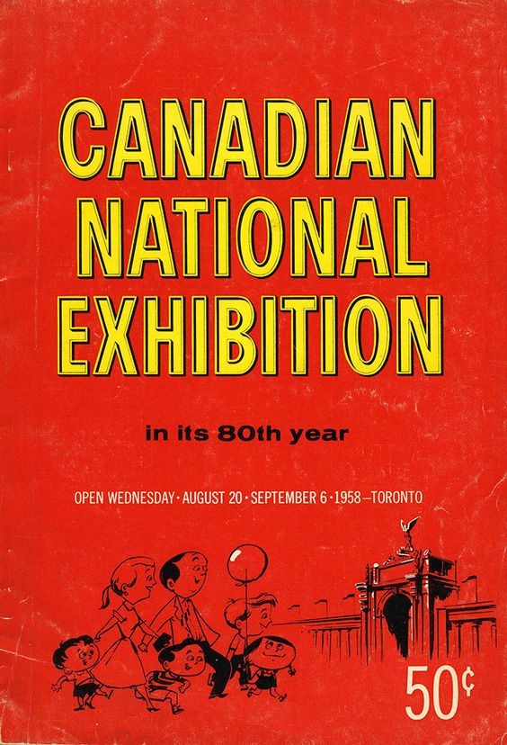 1958 Canadian National Exhibition Toronto Programme, celebrating 80 years featuring an illustration of a family going to the CNE