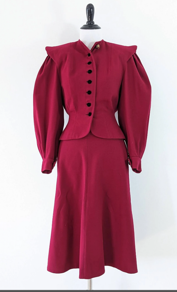 1940s Fashion/ 1940s Skirt Suit in a Berry Red, the perfect Fall Fashion Trend 2023. 