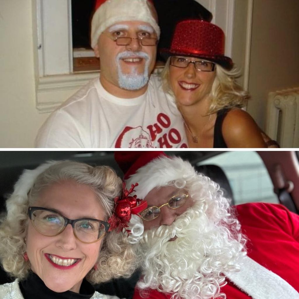 Fun photo of the Vintage Inn Blog as Mr and Mrs Claus the kitsky Christmas versions. 