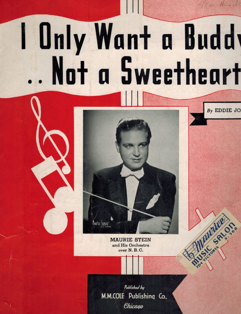 1930s vintage sheet music for "I only want a buddy not a sweetheart" from 1932. 