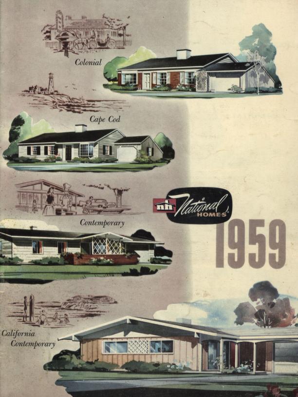 1950s vintage house plans from a "National Homes-1959" catalog. The mid-century homes in this house catalog are really fantastic. 