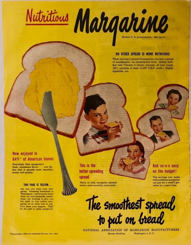 1950s "nutritious" margarine ad from the 'National Association of Margarine Manufacturers'.