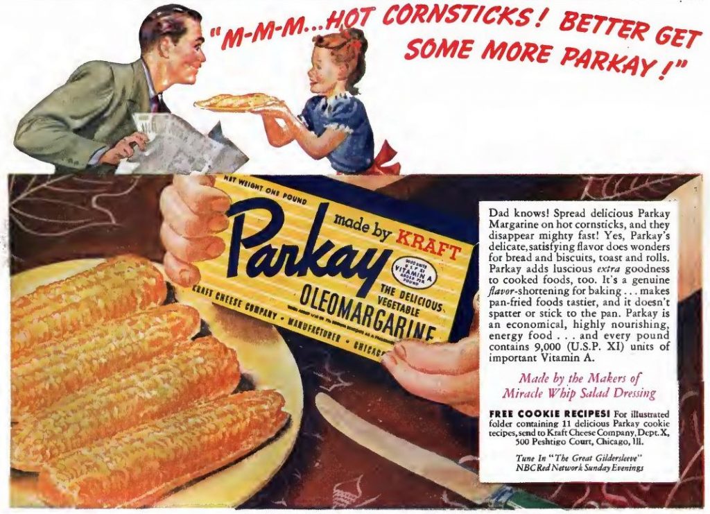 1940s vintage ad for Parkay Margarine from 1942. 