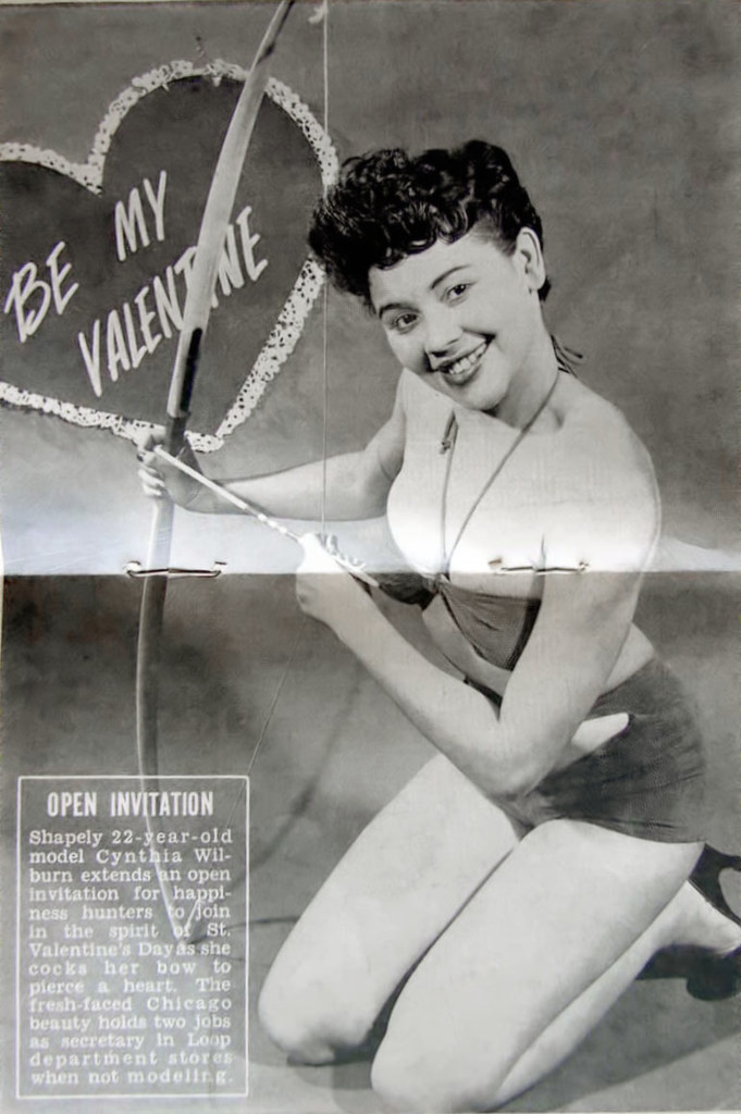 1950s vintage magazine Jet Magazine featuring a beautiful Black Pin-up model posing for a Be My Valentine photo shoot February 17, 1955