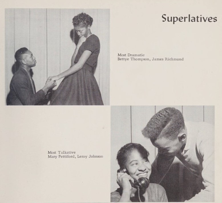 1950s Vintage Yearbook: 1958 'Blue Flame' Yearbook from a Historically Black HS-Central High School (Hillsborough, N.C.) featuring the "Most Dramatic" & the "Most Talkative" superlative.