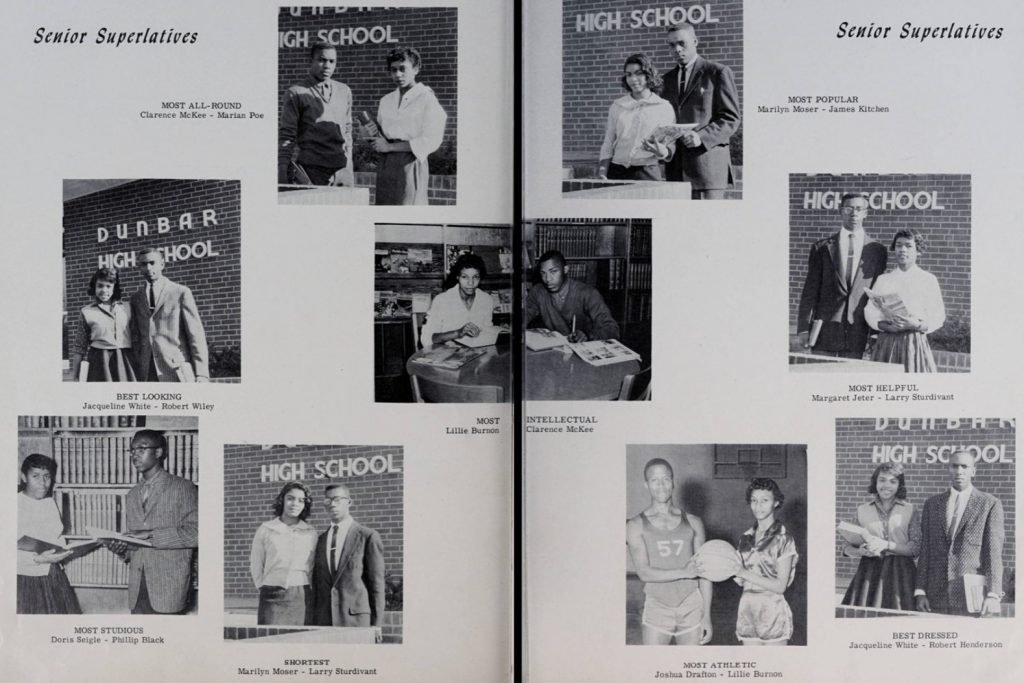 1950s vintage yearbook: 1959 Dunbar High School in North Carolina a Historically Black High School featuring the Superlatives students of 1959. 