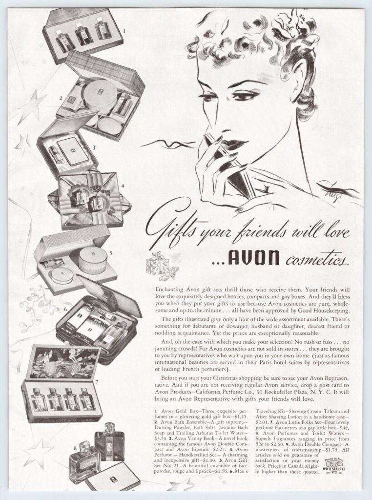 1937 AVON COSMETICS advertisement. Fun 1930s makeup ad. 