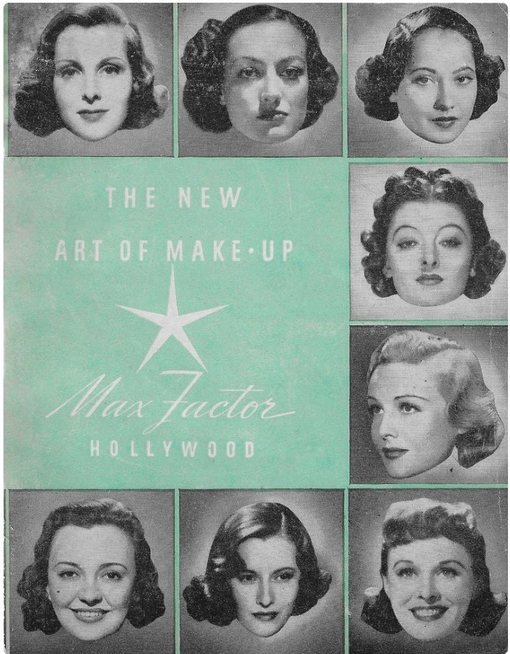 1940s Vintage Makeup Instructions: "1940 The New Art of Make-Up" booklet. Inside includes instructions from Max Factor on applying makeup which is demonstrated by some of the popular actresses of the time such as Ida Lupino and Eleanor Powell.  Fantastic vintage 1940s hairstyles on the cover.