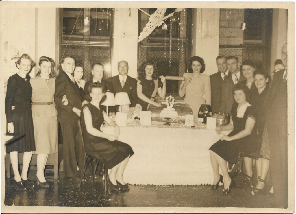 1940s vintage photo of a 1940s bridal shower featuring 1940s dresses, 1940s shoes, 1940s hairstyles and bridal shower decor 