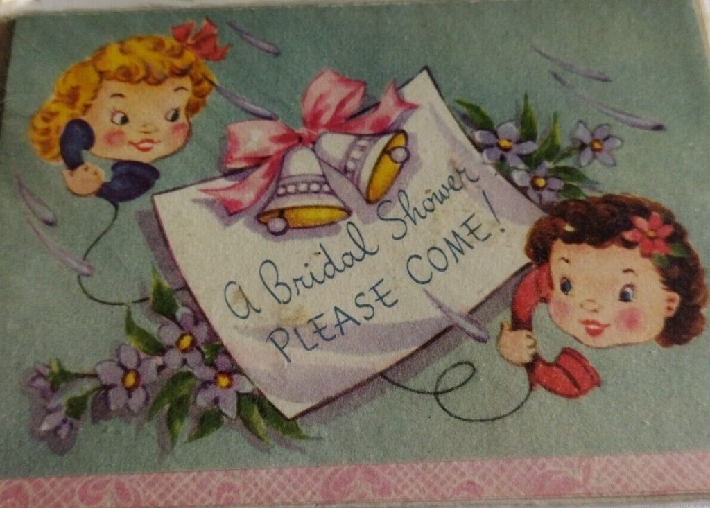 1950s vintage bridal shower invite.