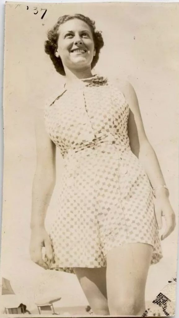 1930s Vintage Photo from 1937 of a young woman wearing a Romper / Playsuit / Shorts in the summer time. Fun 1930s Summer Fashion Inspiration.